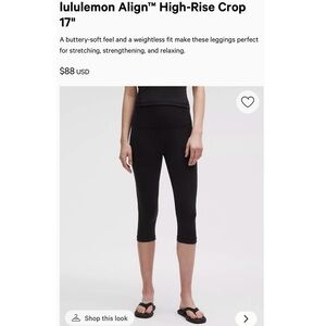 Lululemon Athletica Black Align High-Rise Crop 17"